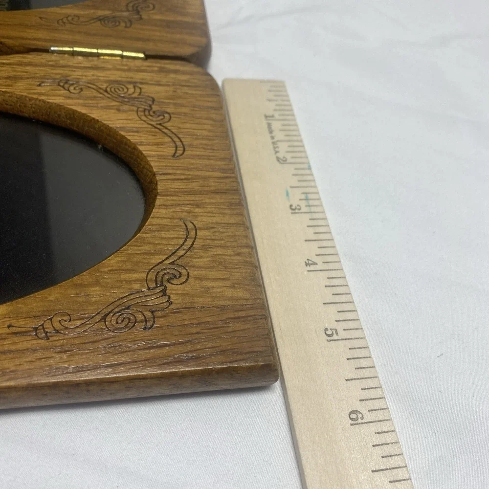 VINTAGE CARVED WOODEN DOUBLE PHOTO FRAME HINGED FITS 3.5 X 6